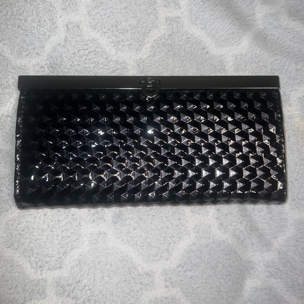 Black Geometric Kiss Lock Evening Bag Party‎ Clutch Wallet